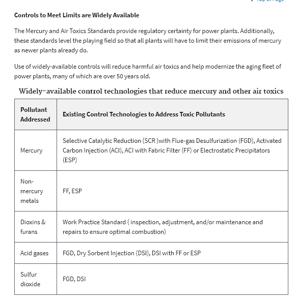 In 2011 EPA showed that technology was widely-available to clean up the range of toxic emissions from power plants 4/