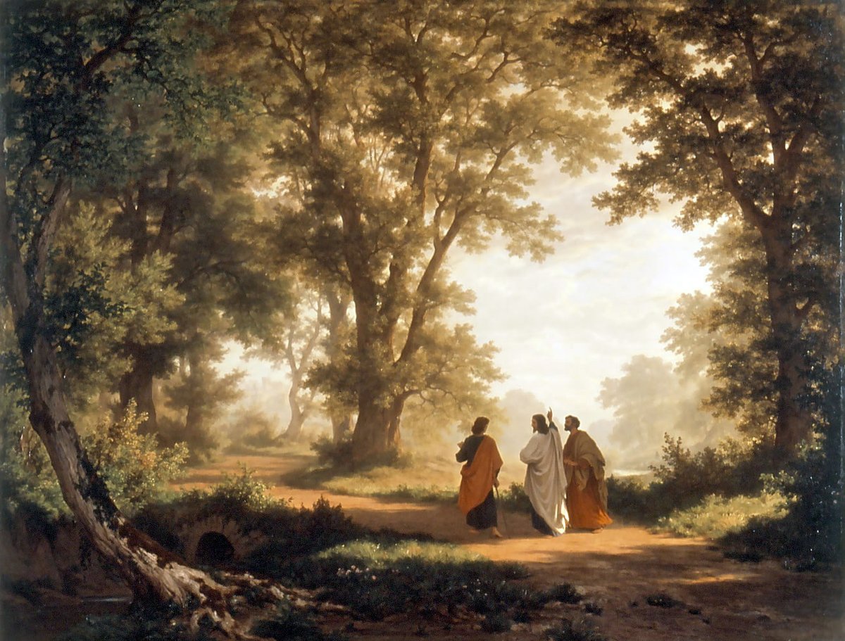 DiCarloRSC's tweet photo. Apr 15 2020 #GospelReading Luke 24:13-35, #RoadToEmmaus. Two #Disciples walking meet #RisenLord & don't recognize Him. Jesus: "what are you talking about?" Response: "All those things that just occurred like where have you been?!" Then #subtlehumour of The Lord "#WhatThings?!" https://t.co/PYdiwQm8cQ