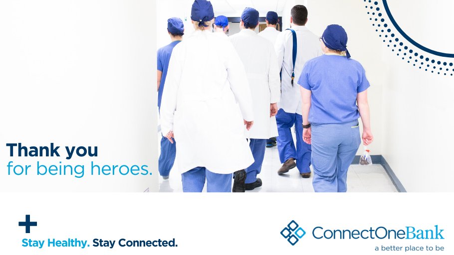 ConnectOneBank's tweet image. We’d like to extend our sincere gratitude to the hardworking men &amp;amp; women on the #frontlines of #COVID19. From doctors and nurses to grocery workers, delivery drivers and beyond — thank you to all of the essential teams putting their lives on the line to keep the country going.
