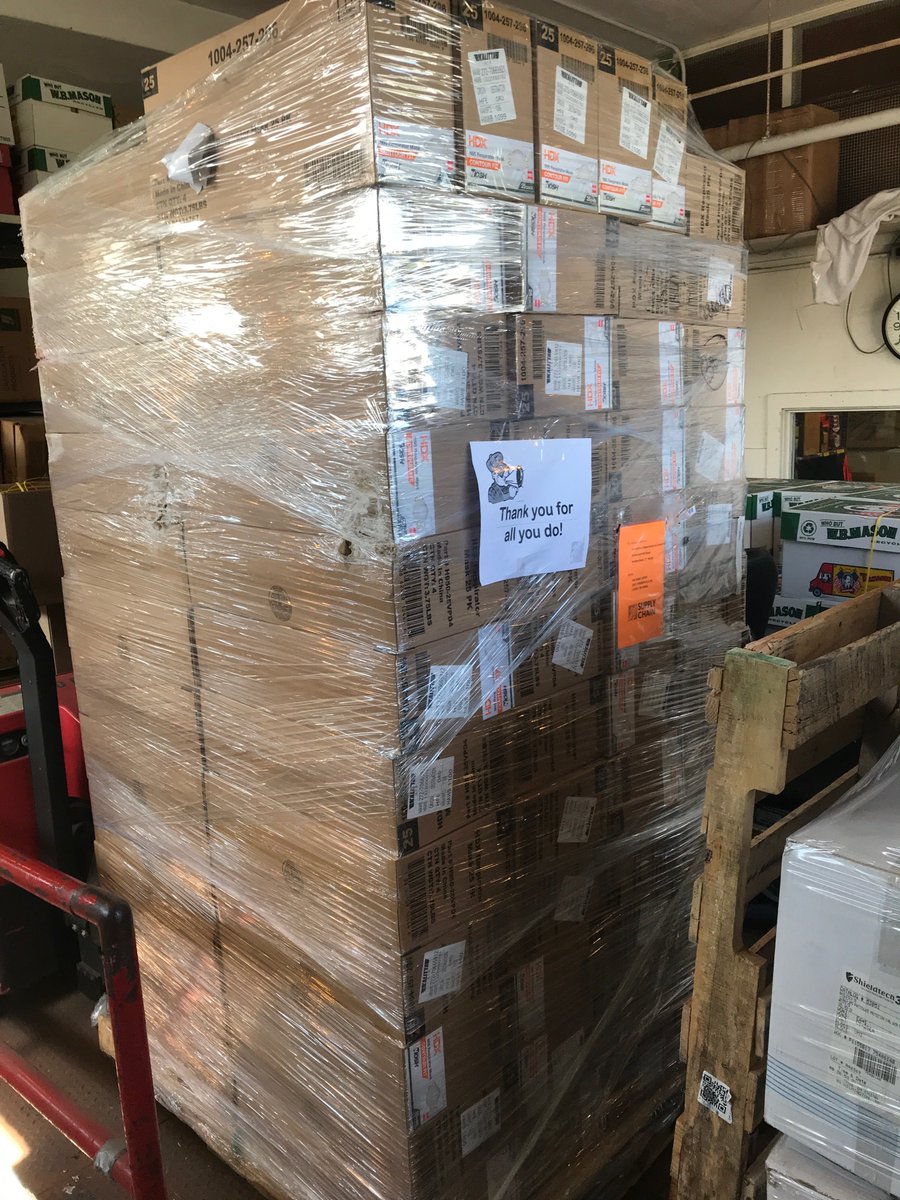 Governor Ned Lamont (@govnedlamont) on Twitter photo The <a href="/HomeDepot/">The Home Depot</a> donated 10,000 critically needed N95 masks to the State of Connecticut. The pallet was delivered to our centralized warehouse today.
On behalf of the entire state, we thank Home Depot for their generosity.
The supplies will be distributed to front line employees. The <a href="/HomeDepot/">The Home Depot</a> donated 10,000 critically needed N95 masks to the State of Connecticut. The pallet was delivered to our centralized warehouse today.
On behalf of the entire state, we thank Home Depot for their generosity.
The supplies will be distributed to front line employees.
