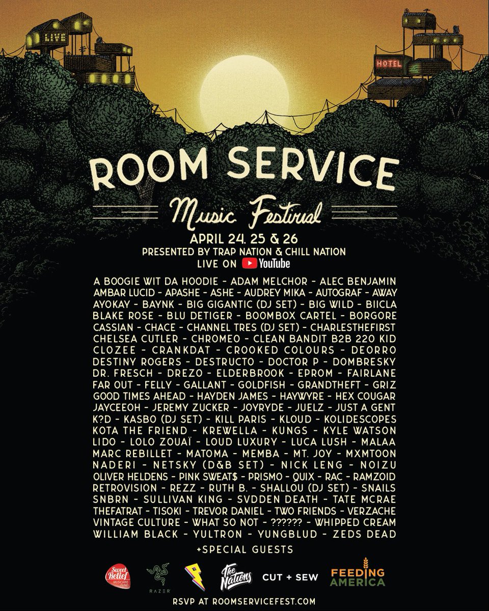 ROOM SERVICE 2020

April 24, 25, 26

RSVP: RoomServiceFest.Com

Come join us ✨