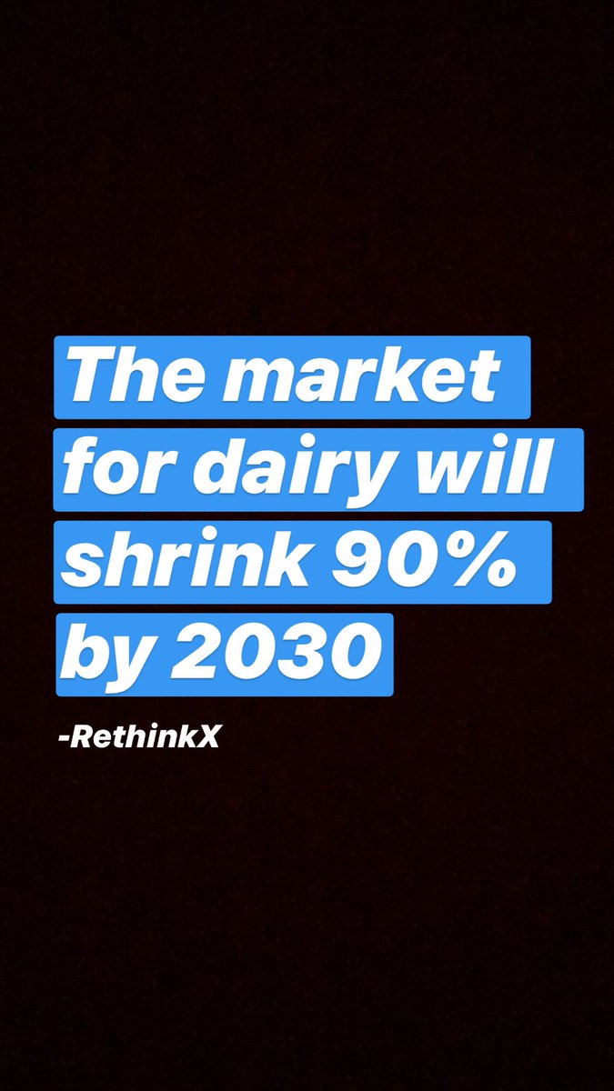oneshiftorg's tweet image. Think Tank RethinkX predicts that the market for dairy will drastically decrease in the next 10 years, plant crops are the future.

#plantbased #vegan  #govegan  #healthyfood #veganfoodshare #crueltyfree #healthy #dairyfree