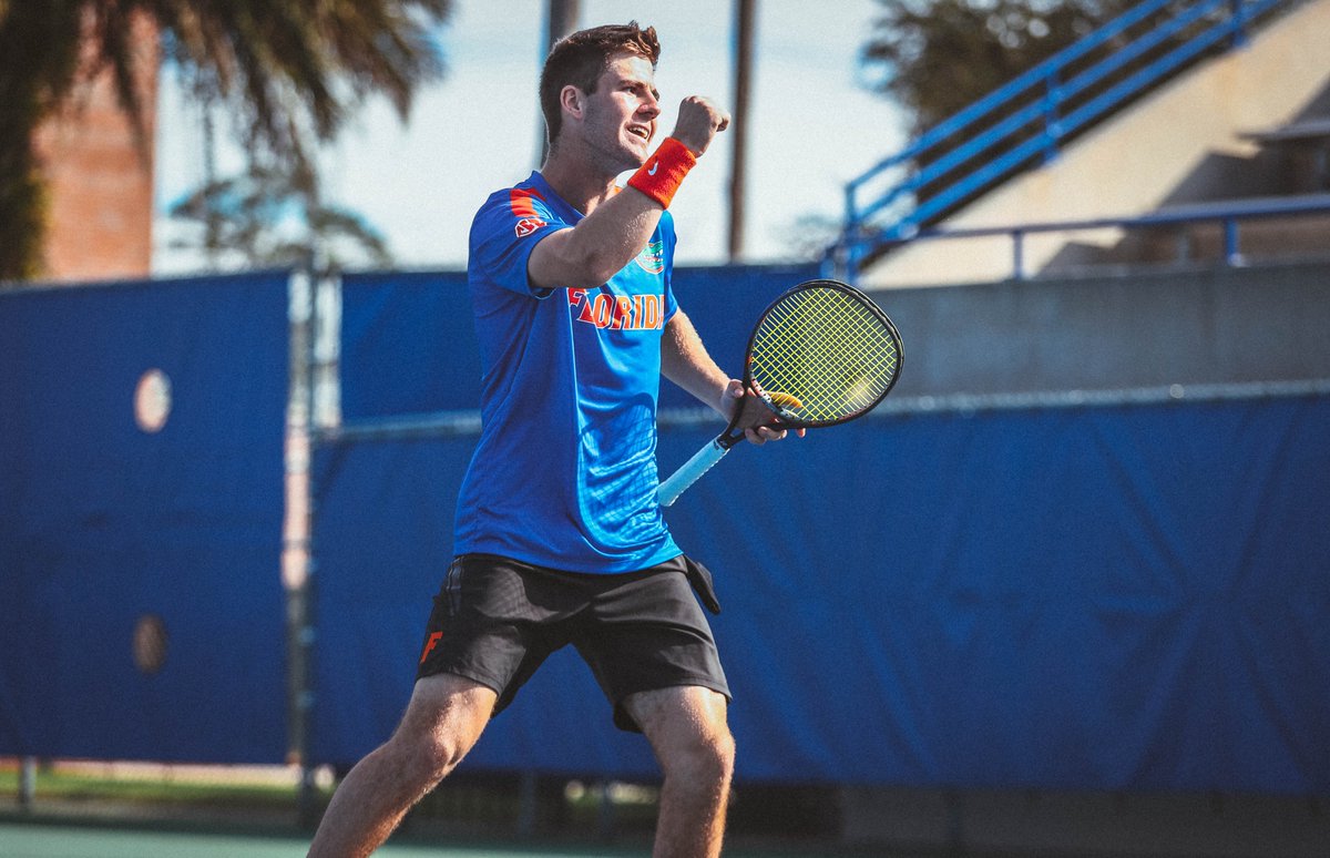GatorsMTN's tweet photo. Take a 👀 into Will's first year with the Gators:

🔷 🔟-3⃣ doubles | 2⃣-0⃣ singles
🔶 Ranked as high as #24 in the nation in doubles alongside Johannes Ingildsen
🔷 Earned top-10 victory in first career doubles match
🔶 Clinched UF's win over Mercer (3/1) 

#GatorWayBestWay 🐊🎾 https://t.co/hRnWcq2rWM