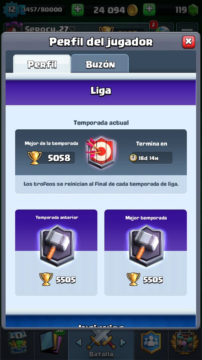 Jugador de Cr 
En F/A  
Con mucho potencial y muy  comprometido.
Dispuesto hacer Tryouts 
Buscando Canteras o Team B 
14 años #Apoyoplayer #ClashRoyale #Tryouts pic.x.com/27SahxC7ng