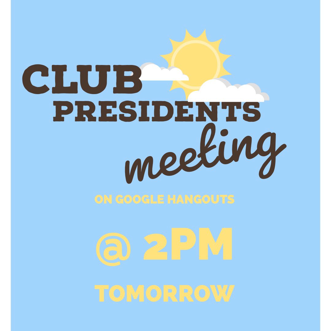 CLUB PRESIDENT AT 2PM TOMORROW