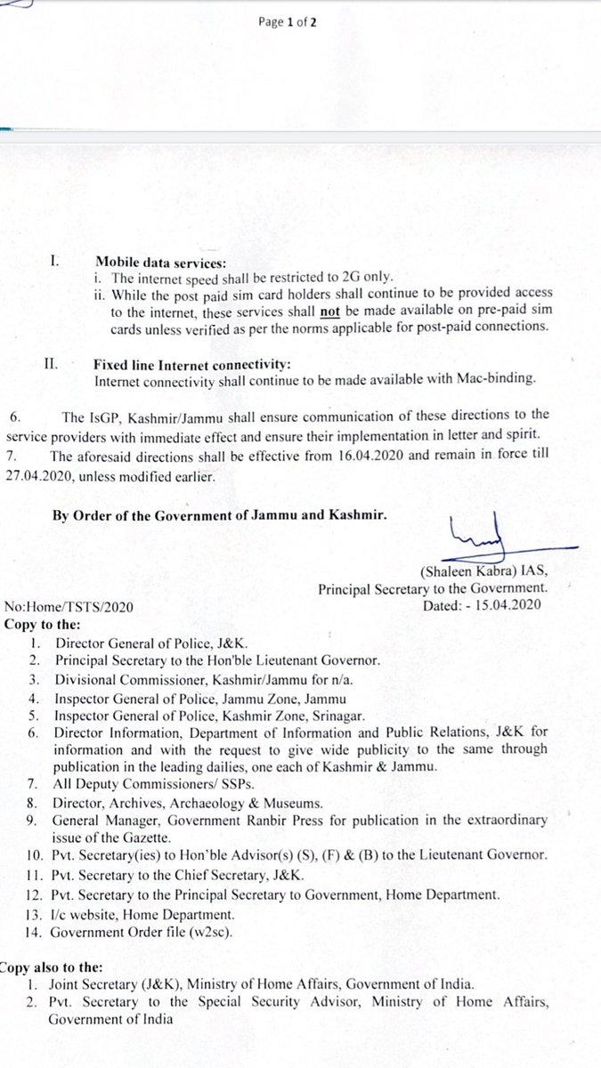 rifatabdullahh's tweet photo. #2G, #4G

2G service to continue till 27th April. No restoration of 4G in J&amp;K. https://t.co/Rti95Ycye7