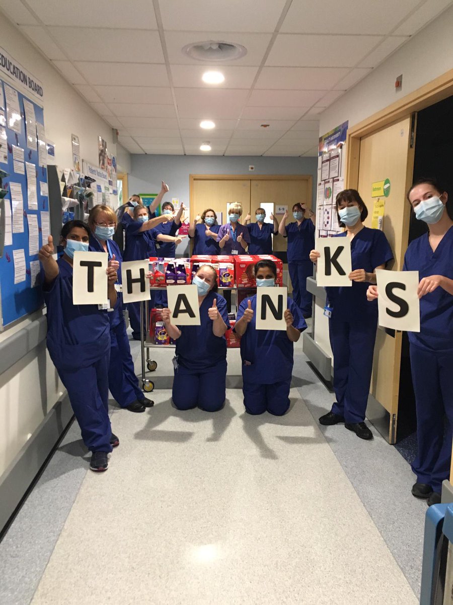 Even behind our masks you can see our smiling faces 😁😷 a little gesture goes such a long way! 
#ThankYou to <a href="/Morrisons/">Morrisons</a> Bolton Dawes for our chocolate eggs 🐥🐰🍫🥚😋
Pics include: nurses, physio OTs, Drs, Sodexo and our office staff!