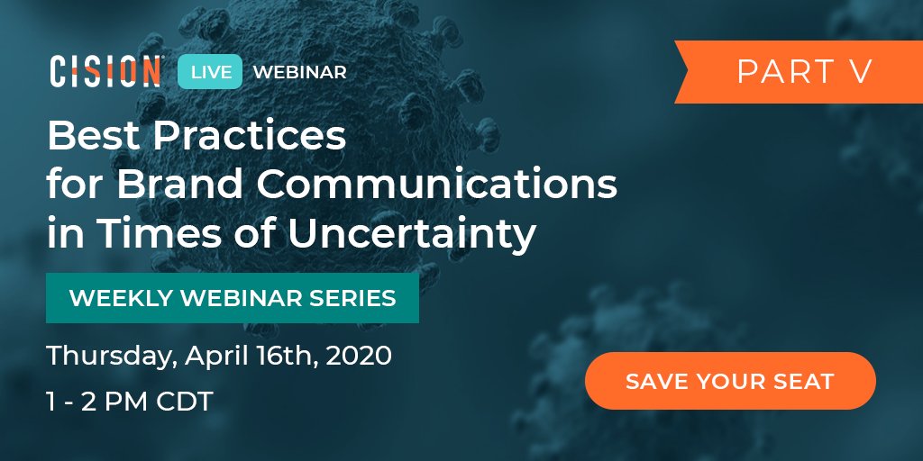 Cision's tweet photo. Join us tomorrow at 1pm CT for part 5 in our webinar series Best Practices for Brand Communications in Times of Uncertainty: Emerging from Crisis with a Communications Plan https://t.co/vgbjg61l2h #COVID19Comms https://t.co/YHuGoH05RO