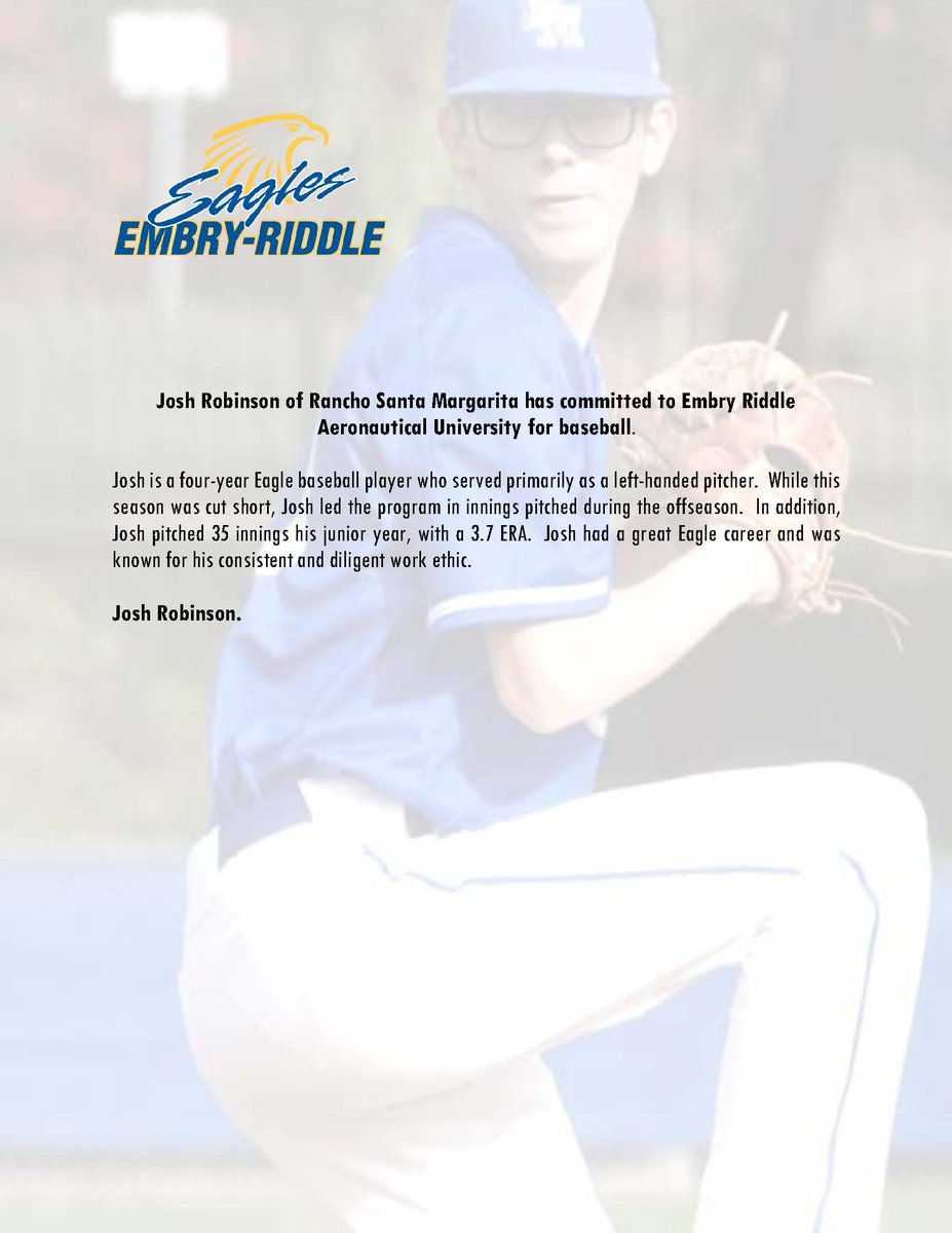 SMCHSAthletics's tweet photo. SIGNING DAY | S/O to Josh Robinson of @SMCHSBaseball for committing to @EmbryRiddle!!

#NLI
#SigningDay
#WeAreSMCHS
#SMCHStrong
#StayPositive https://t.co/ifrViZLlnb