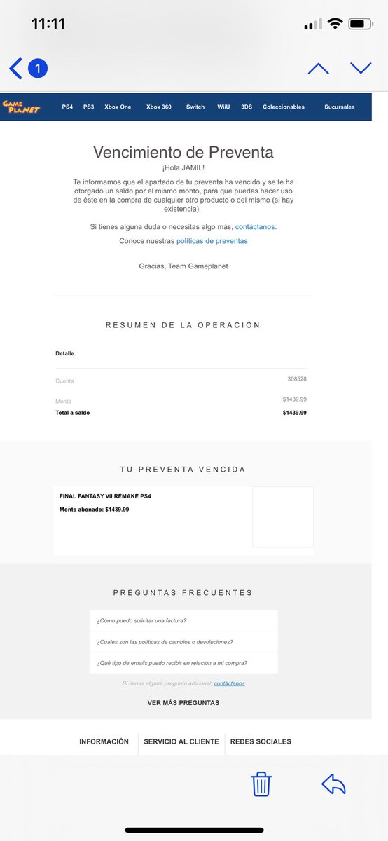 JamilChamut's tweet photo. @Gameplanet_Mex Que paso con las preventas!! Si se pago porque las cancelan?! https://t.co/8J94NZCSql