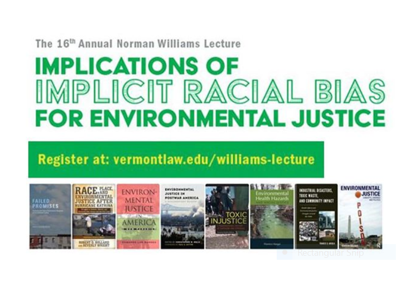 VLSEnvLibrarian's tweet photo. The always inspirational Norman Williams Lecture takes place on 4/16 at 4:00.  The Library provides access to a great many e-books relating to Environmental Justice.  Check them out in Julien, our library catalog. 
@EJinAction; #lawschool; #environmentaljustice; 
@VLSEnviroLaw https://t.co/ivb5wSJgAo