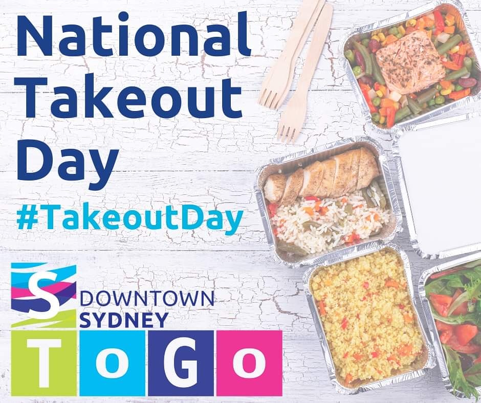 It's National Takeout Day today (Wed, Apr 15th)! Today, & every Wednesday will be #takeoutday in Canada, a movement to support the restaurant businesses impacted by COVID-19. Restaurants in Downtown Sydney who are open and ready to serve you are listed on our FB page.