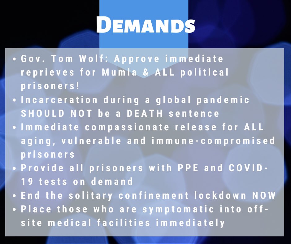 jared_semana's tweet photo. It’s important for governments during this health pandemic to prioritize the most vulnerable. Both the US and Philippine governments are guilty of maintaining prison systems that are negligent in protect public health. #FreeMumia #FreeAllPoliticalPrisoners #FreeMabinay6 #OustDu30 https://t.co/KQi1W1SDt3