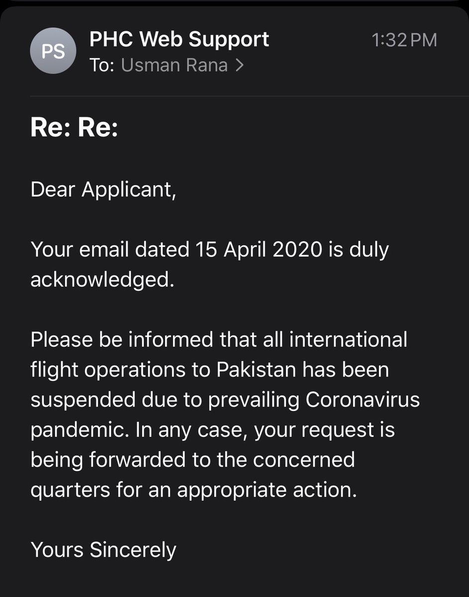 *UPDATE*Finally last night I received a reply from  @PakistaninUK in which I was asked to provide some information for the purpose of data collection.After sending the required information I received a generic email, screenshot is attached. 