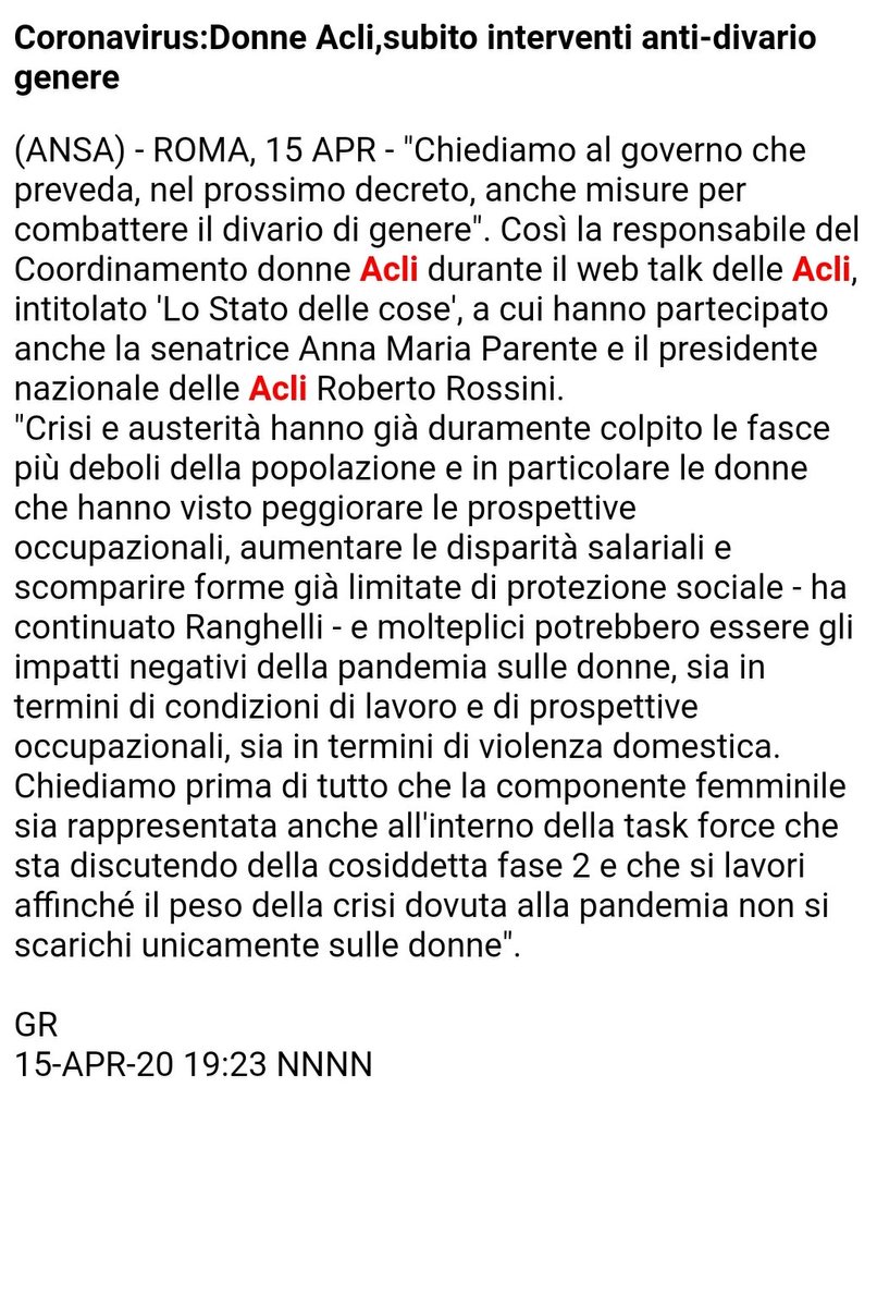 Acli_nazionali's tweet photo. #15aprile "Chiediamo al governo che preveda,nel prossimo decreto, anche misure per combattere il divario di genere"Cosi Agnese #Ranghelli, Resp.le nazionale #CoordinamentoDonneAcli https://t.co/TlMTbY6GKW