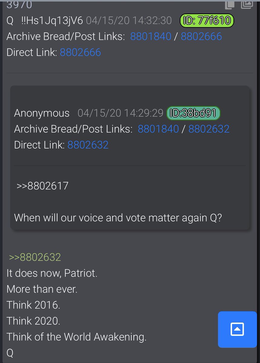 When will our voice and vote matter again Q?It does now, Patriot.More than ever.Think 2016.Think 2020.Think of the World Awakening.Q