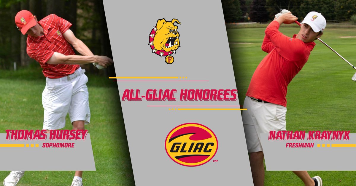 Congrats to Bulldog men's golfers Thomas Hursey &amp; Nathan Kraynyk on earning All-GLIAC honors! <a href="/FerrisStateGolf/">Ferris State Golf</a> bit.ly/2ykPLkx