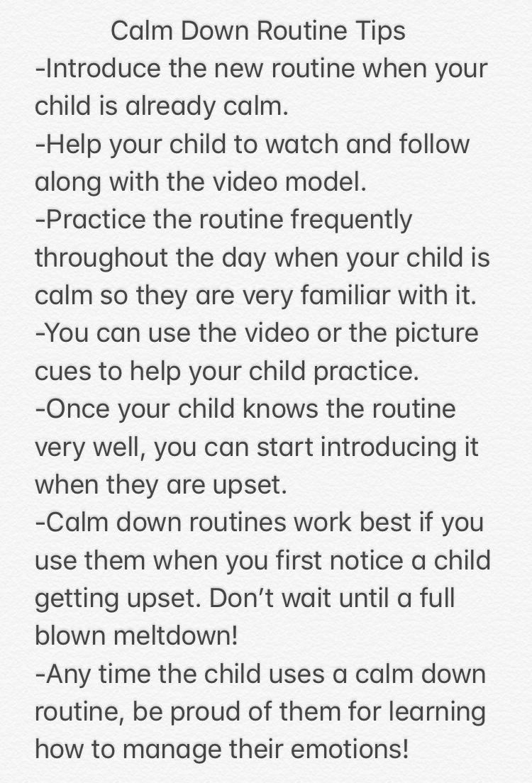 MeganAtthowe's tweet photo. How to teach a simple calm down routine using a video model. 
This video is the How To for grownups: https://t.co/3RVDR4LxAj  
This video is the video model of the routine for kids: https://t.co/C0RvXXKOVL 

@LRothgebABA you inspired me! https://t.co/dxBJSvL7nn