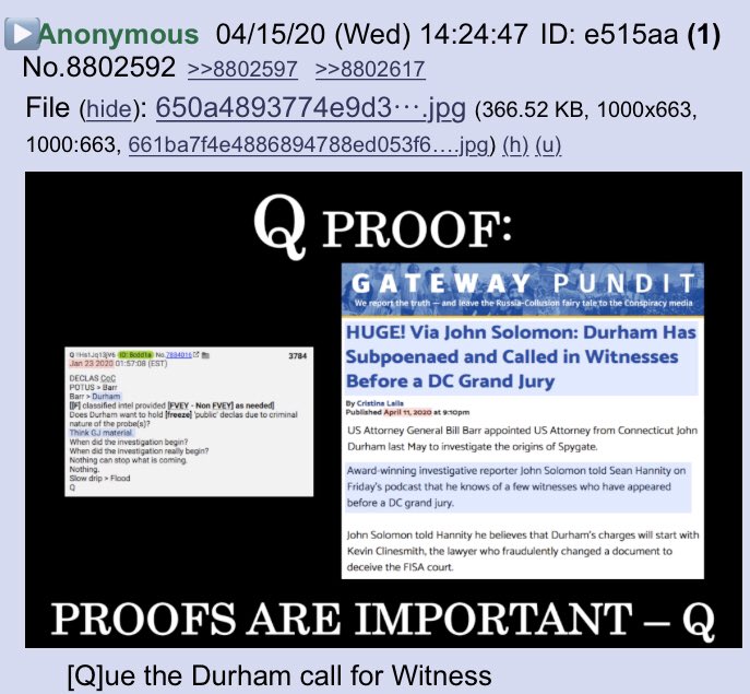 !!NEW Q - 3969!!14:28:00 EST Q replies to Anon graphic and says:We are far beyond the need for proofs.You have more than you know.Durham start.Q OP start.5:5?Q #QAnon  #DurhamStart  #OpStart Both started 10.28.2017!!