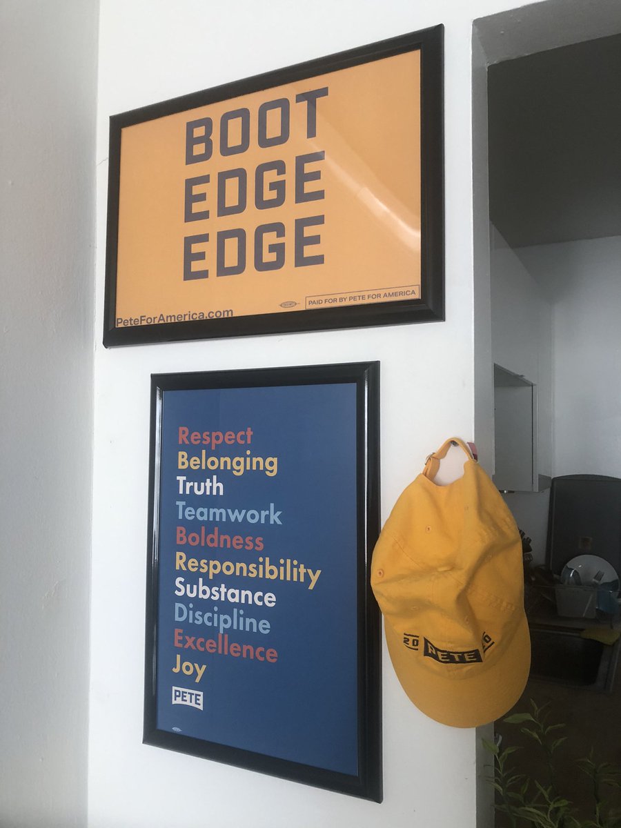 VAforPete's tweet image. Finally got these framed and hung up! #PeteForAmerica continues to fill me with joy, so it’s nice to have these reminders in my home 🥰 #BootEdgeEdge