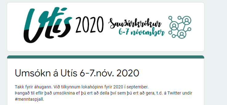 barbroel's tweet photo. Nú er loksins komið að því - 🤞krossar fingur og bíð spennt🤪 #UTís2020 #menntaspjall https://t.co/5tZFq1OVnC
