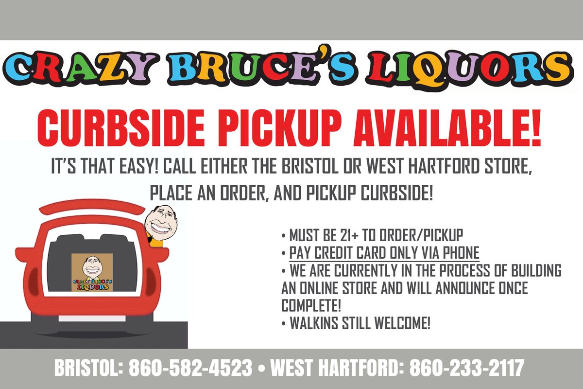 Crazy Bruces Liquors In Crazy Times We Want To Make Your Shopping Convenient Call In Your Order Ahead Of Time And Pickup Curbside Bristol 860 5 4523 West Hartford 860 233 2117 T Co Ym1hfj590e Crazy Bruces Liquors In Crazy Times We Want To Make Your Shopping Convenient Call In Your Order Ahead Of Time And Pickup Curbside Bristol 860 5 4523 West Hartford 860 233 2117 T Co Ym1hfj590e