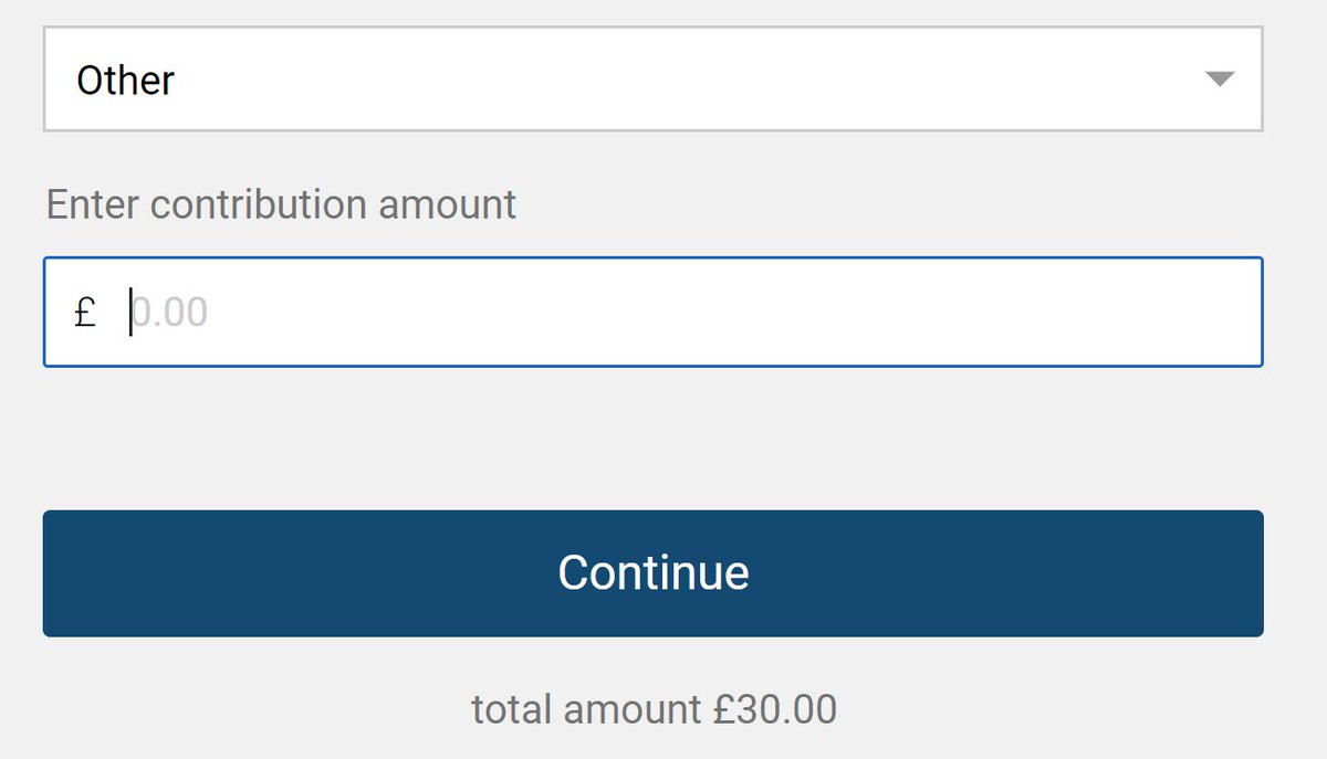 If you click 'Other', you're presented with this screen, where you have to type in an amount.(Actually you *could* just click 'Continue' now if you wanted to, but the value field is greyed out, so it looks like you have to enter something.)