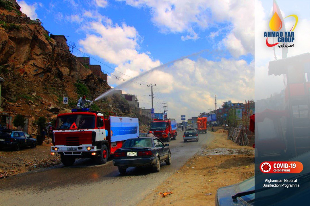 tawakalahmadya2's tweet photo. #PD15 #kabul city #disinfection #program continued to #contain #spread of #Covid_19. Joint collaboration of #AYG, #kabulmunicipal1 and #acci. https://t.co/R8zQy1J8fy