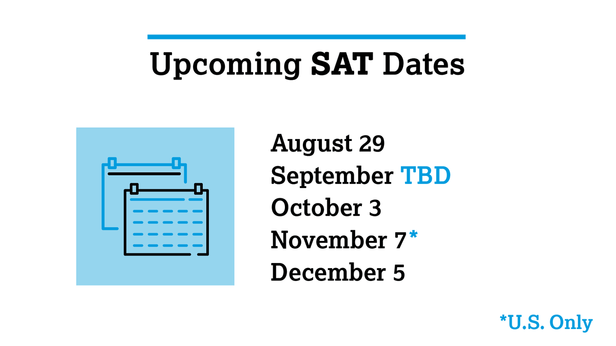 Registration for fall SAT dates will open in May.

Students who were registered for the canceled June SAT and juniors who don't have SAT scores will have early access to registration for the August, September, and October administrations.

pages.collegeboard.org/sat-covid-19-u…
