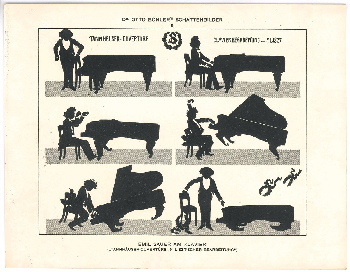 On a different note, he created a few humorous works, like this “performance of the Liszt piano version of the Tannhäuser overture” during which the piano is essentially—well, floored.