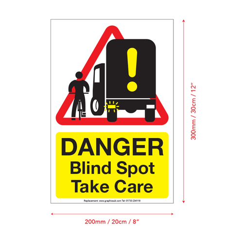 Graphics_UK's tweet image. BLIND SPOT TAKE CARE DANGER WARNING SIGN
This sticker is printed onto high quality white gloss vinyl. Suitable for external use - on your lorry, van, HGV or trailer. 
Size: 200 x 300mm / 8" x 12" and includes FREE POSTAGE!
graphicsuk.com/product-page/b…