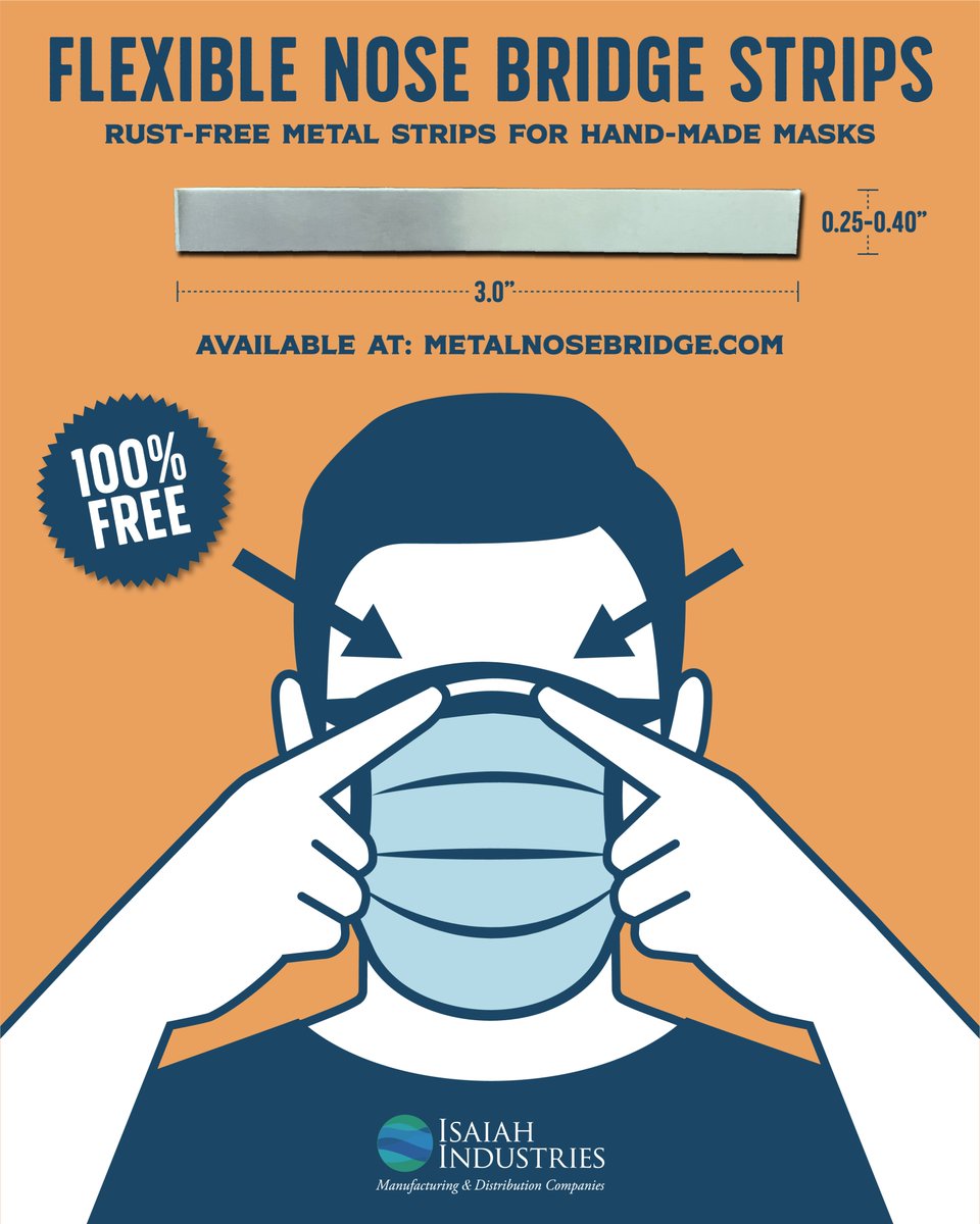 In response to the COVID-19 crisis, our metal shingle supplier has started offering FREE flexible rust-free metal strips that can be used in hand-made #facemasks to seal against the wearer’s face over their nose. Learn more at metalnosebridge.com