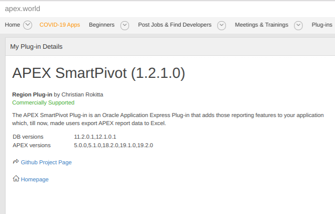apexsmartpivot's tweet photo. @orclapexworld added the possibility to provide information that a plug-in is a supported commercial plug-in.

#orclapex 

https://t.co/hKFS5IfunT
https://t.co/wtY95USb8E https://t.co/UWGoaFe9w9