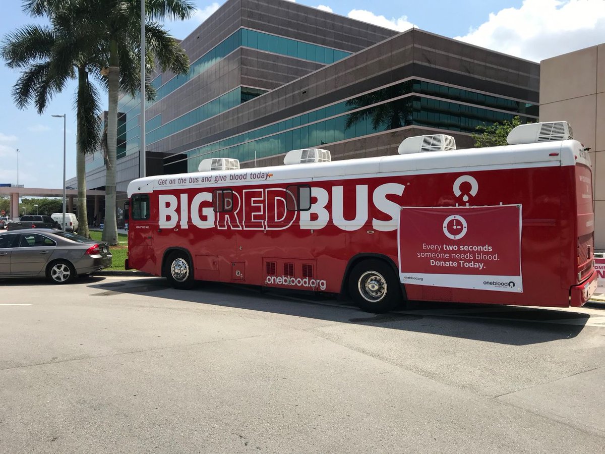 CleveClinicFL's tweet photo. Please help us alleviate the critical shortage of blood products in our community. The #BloodDrive continues today until 7 p.m. with the #BigRedBus parked at our #Weston campus. Donors receive a $20 gift card, a t-shirt and lots of thanks. https://t.co/mZ9NX4sQ08 https://t.co/ey0lZu8VqU