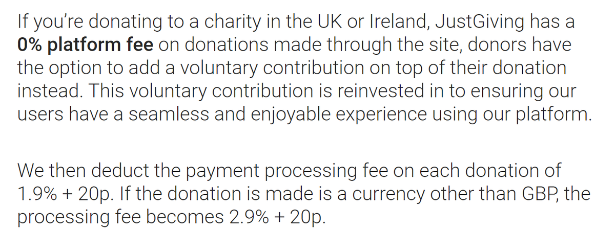 (a note here - I don't know if they charge the processing fee on the 'charity donation', or whether they charge it on the 'charity donation + justgiving donation'. It's not clear from their fees page. It's worded ambiguously on their site. I've assumed the lower amount)
