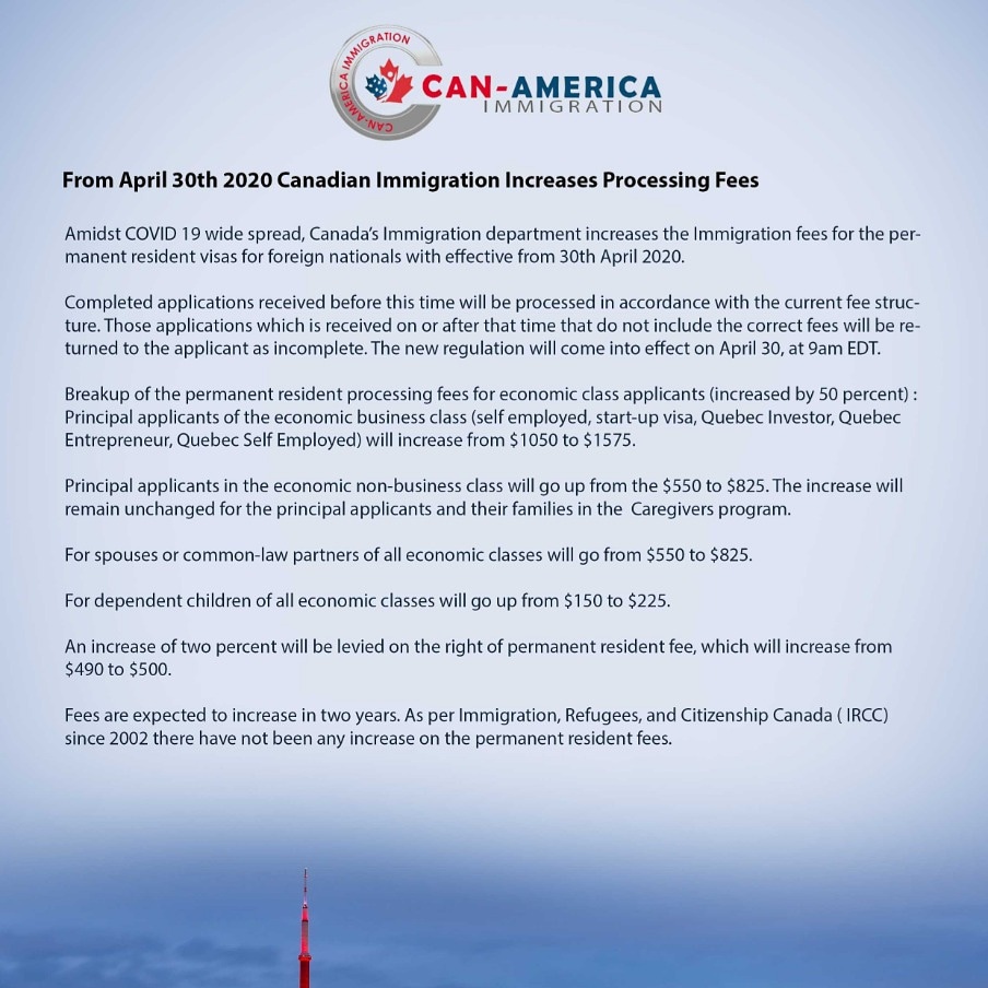 #Canadian Immigration increases processing fees with effective from April 30th 2020 

#migratetocanada
#canadianimmigration 
#migrationconsultant
#candianimmigration