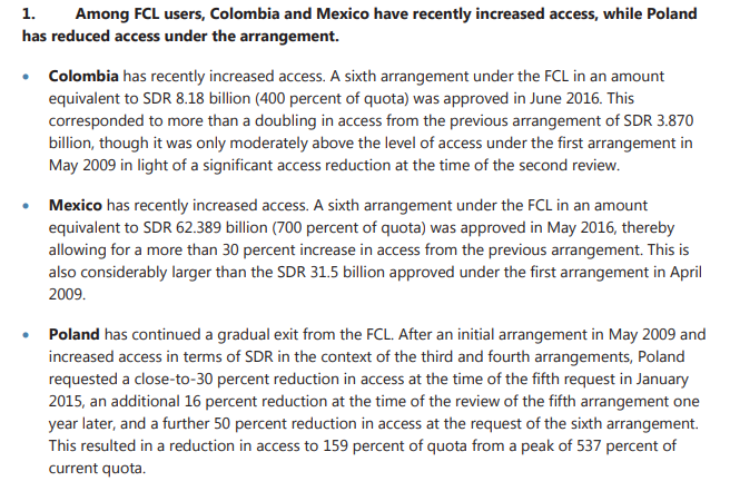 3/ What does the  @IMFNews have already? a. Flexible Credit Line, unlimited, but countries need to pre-qualify. So far Mexico, Poland, Colombia (just applied again to re-open) have used it.