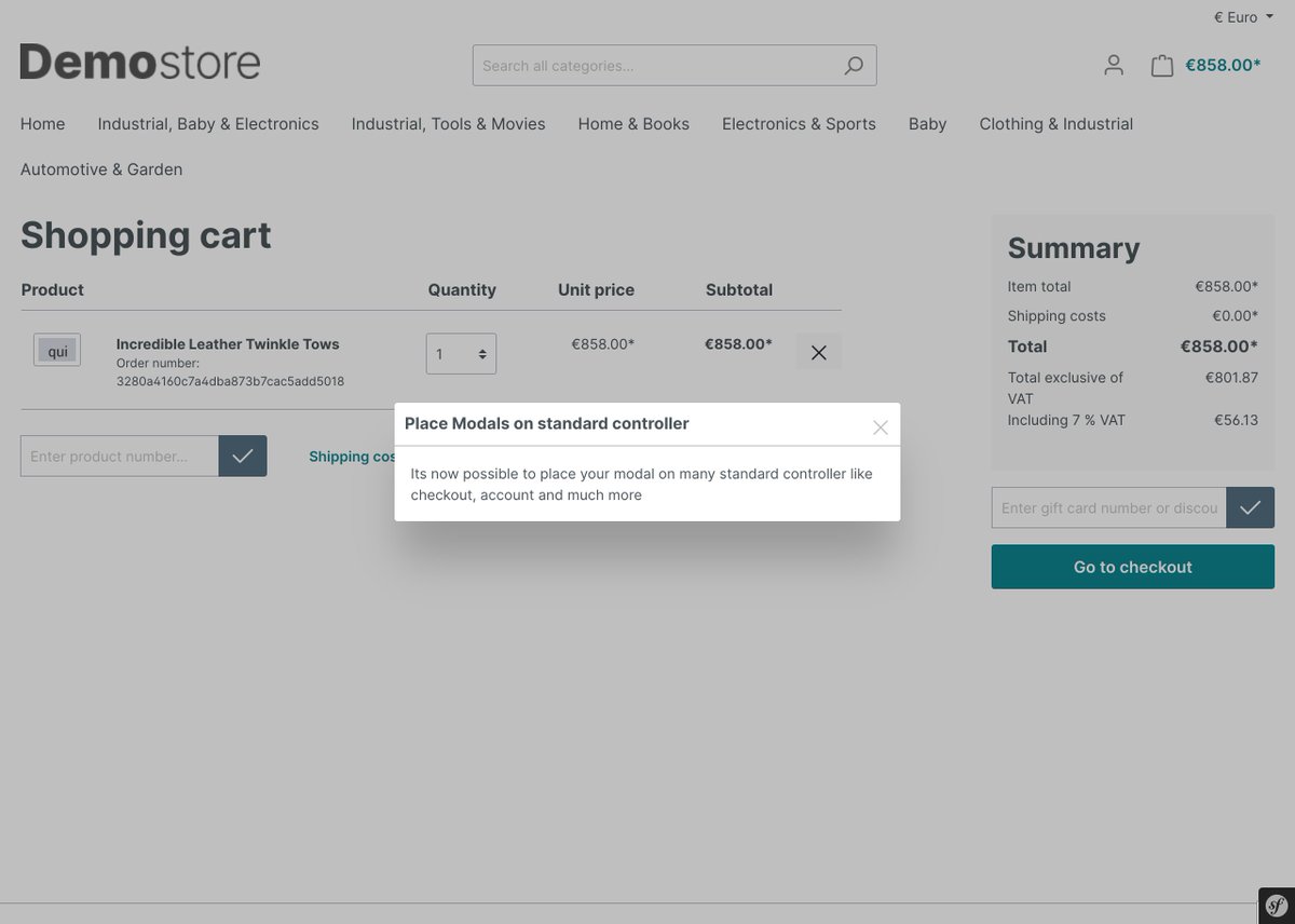 NetInventors's tweet photo. 🎉 Version 1.1.0 unseres Shopware 6 Plugins beinhaltet drei spannende Features:
🆕 9 Positionen des Modals
🆕 Anzeige auf vielen Controllern (z.B. auf checkout)
🆕 Einbinden von externen Seiten als iFrame
@ShopwareDevs #shopware #shopwareplugin @shopware https://t.co/bawt9d5qb7