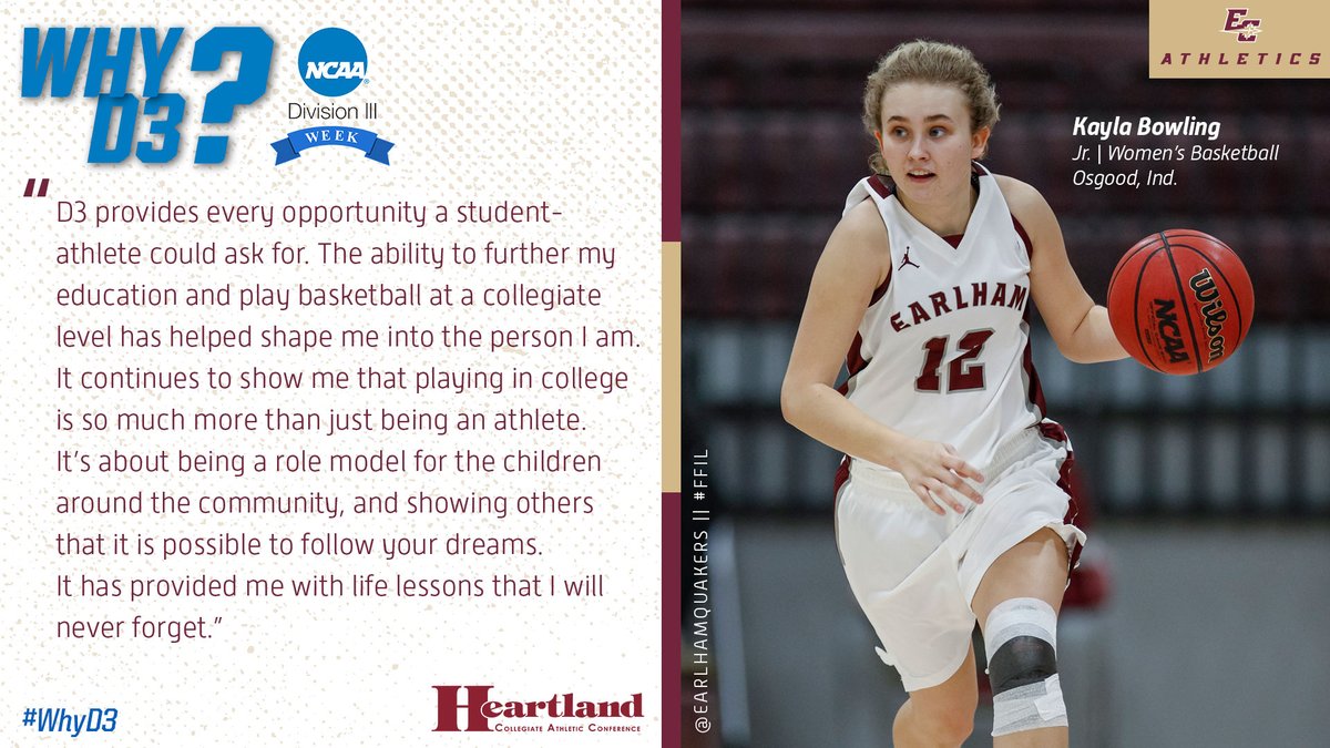 Let's hear from <a href="/EarlhamWBB/">Earlham WBB</a>'s Kayla Bowling about why she chose Division III and Earlham College!
#WhyD3 #WhyEarlham #D3Week 
#FFIL