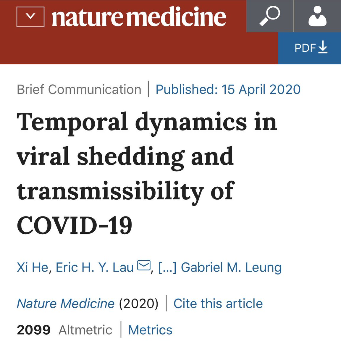 New study  @NatureMedicine estimates that nearly half of  #covid19 transmission occurs in the 2-3 days before any symptoms, & peak infectiousness may be close to the actual day that symptoms start.  https://www.nature.com/articles/s41591-020-0869-5