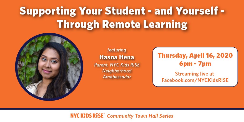 NYCKidsRISE's tweet image. Panel will share ideas that other parents and guardians have implemented with their children. TOMORROW at 6PM tune in on facebook.com/nyckidsrise #remotelearningchat