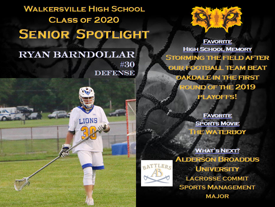 WHSLionsLax's tweet photo. Taking a cue from the @WHS___Baseball account, we're  featuring Class of 2⃣0⃣2⃣0⃣ Boys Lax Seniors. 

First up: Two year varsity player @BarndollarRyan 

💙🦁💛🥍 
@ABMensLacrosse https://t.co/PhK0IuRKST