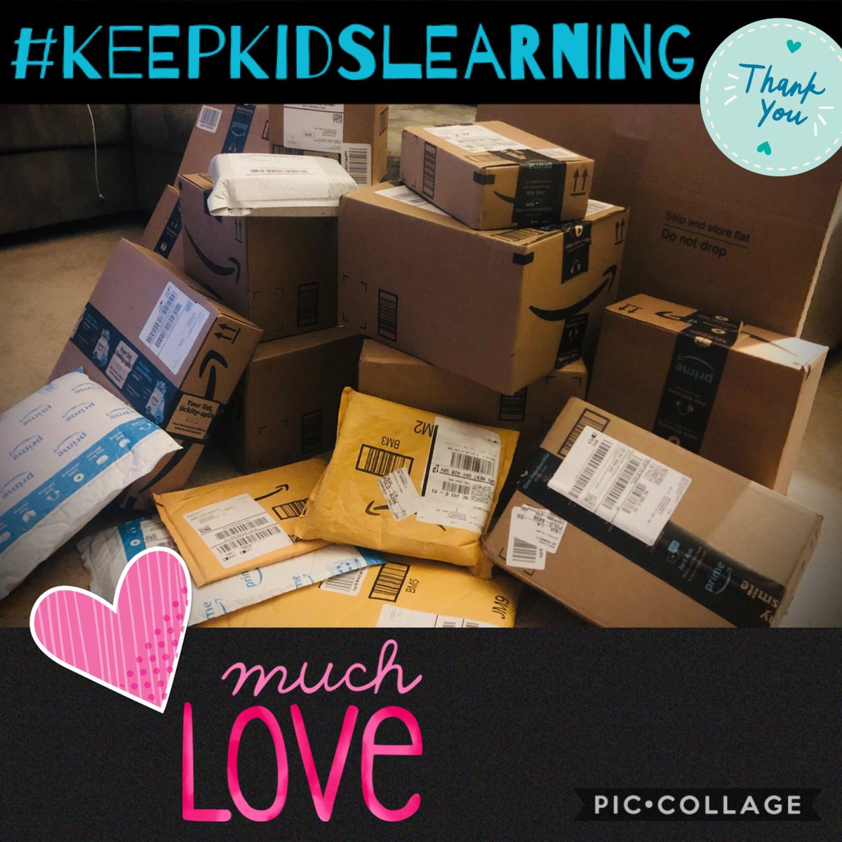 ...and the gifts just keep on coming!! Thank you <a href="/DonorsChoose/">DonorsChoose</a> for making it possible for my kiddos to have the resources essential to #KeepKidsLearning at home! So excited to start putting together learning kits!! #Amazon #DistantLearning #WereInThisTogether #k2bears