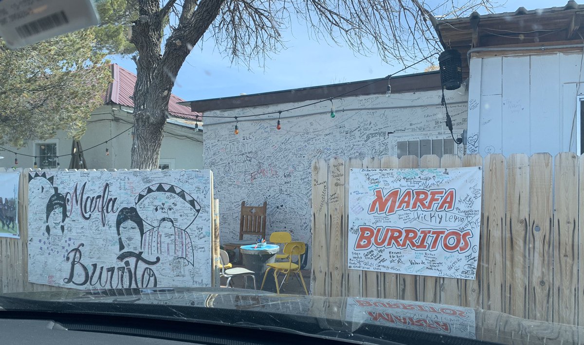 Visited Big Bend with @CoachErickson25 over Spring Break. Stopped in lots of old, little towns. This was one of our favorite hidden gems #marfaburritos #worldwednesday #eastboncos #nomarfalights 😬