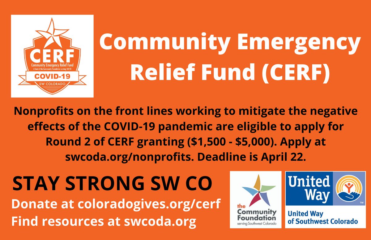 CFSWCO's tweet photo. Round 2 CERF funding for NPOs on the front lines. Application closes April 22. Visit https://t.co/Ufk9SFXHTh. https://t.co/f4bmX9UWsJ