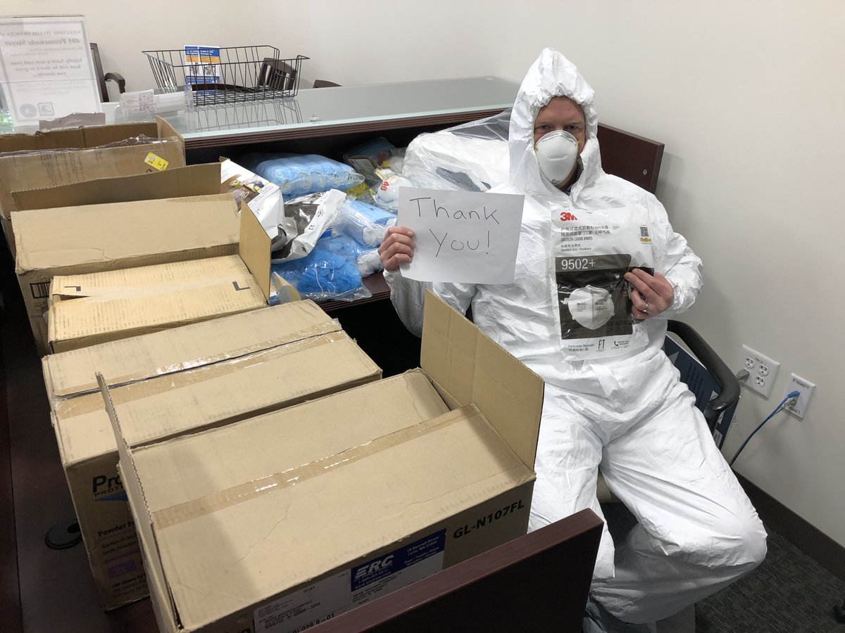 FitzProv's tweet photo. Dr. @otis_warren, president of @RIACEPnews, gives thanks for masks and other PPE for RI emergency doctors donated by @procurehope, Roni Kabessa from the Coexs Team, Moore Brothers Manufacturing, @RIBloodCenter, @CranstonLibrary, Bernadette's Lice Removal
https://t.co/jmQz4grdGZ https://t.co/1UuCBKw0ep