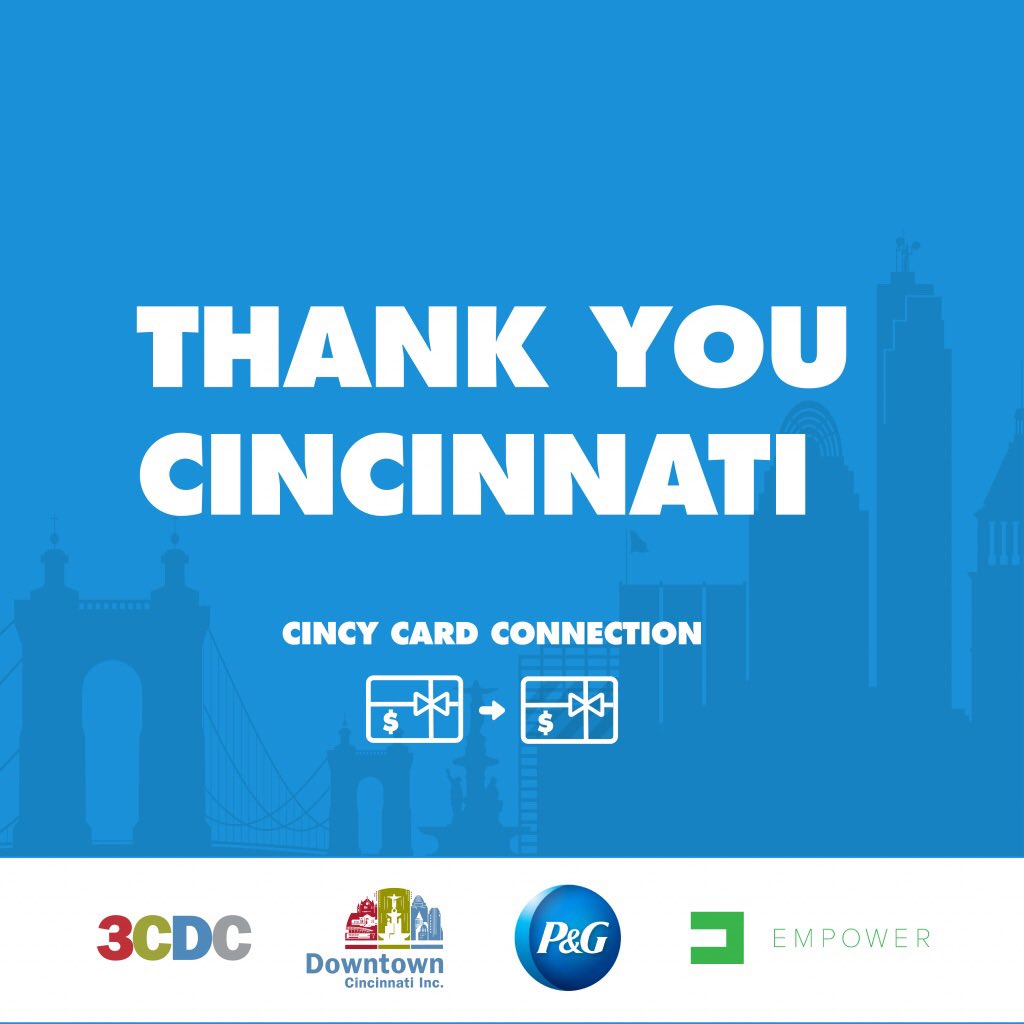 JohnCranley's tweet photo. I am proud to be Mayor in a moment we all get to bear witness to our city’s generosity and resilience. The Cincy Card Connection gift card matching program created by 3CDC, @ProcterGamble, and @Empower has officially raised more than $250,000 for downtown businesses https://t.co/m6F8QY8pFf
