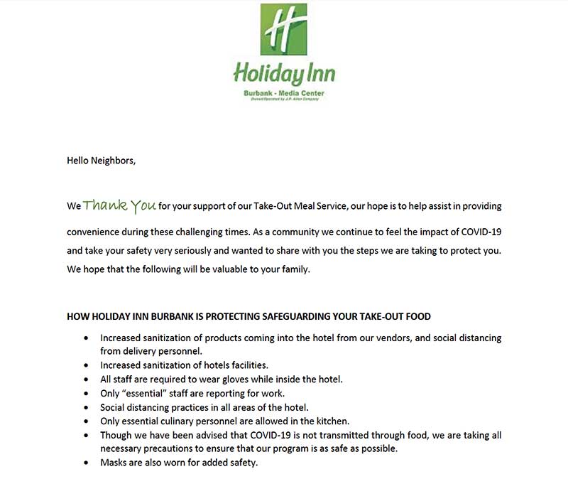 The Holiday Inn Burbank is providing family-style take out meals. For more information on this service, please visit: burbankchamber.org/wp-content/upl…