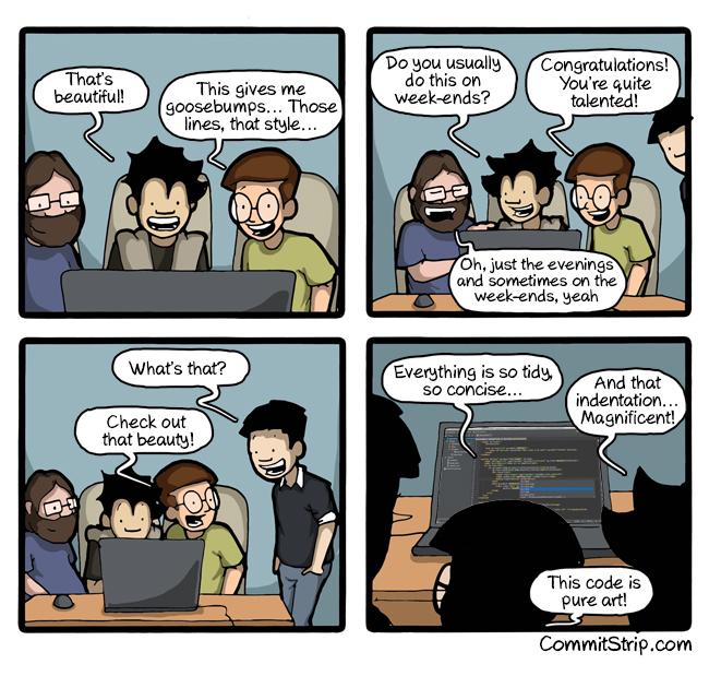 inchoo's tweet image. Today is #WorldArtDay, and everyone in software development knows that #CodingIsArt, so here's a little piece by @CommitStrip to celebrate in style! 👩🎨👨🎨👩💻👨💻