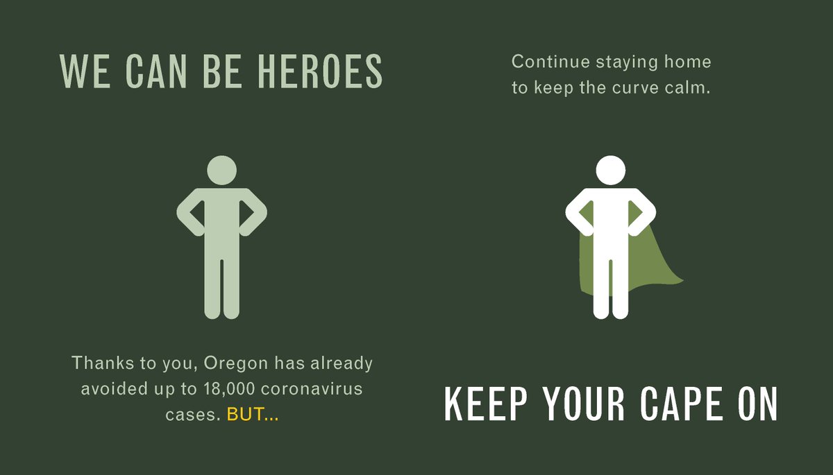 Oregonians, you are truly superheroes helping flatten the curve. Remember in the coming weeks to keep your cape on.